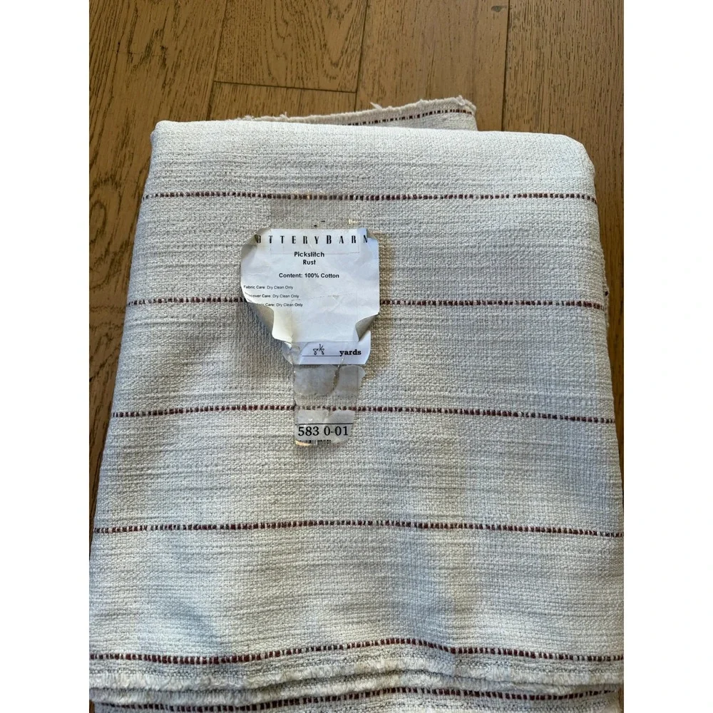 Pottery Barn Pickstitch Rust Fabric Material‎ 8 1/8 Yards Cotton Striped